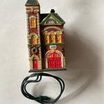 Red Brick Fire Station Lighted Ornament