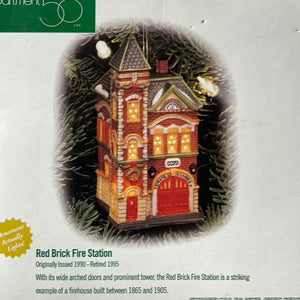 Red Brick Fire Station Lighted Ornament