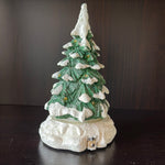 Village Lighted Snow Capped Revolving Tree