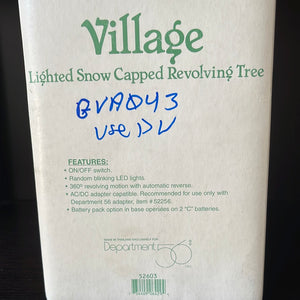 Village Lighted Snow Capped Revolving Tree