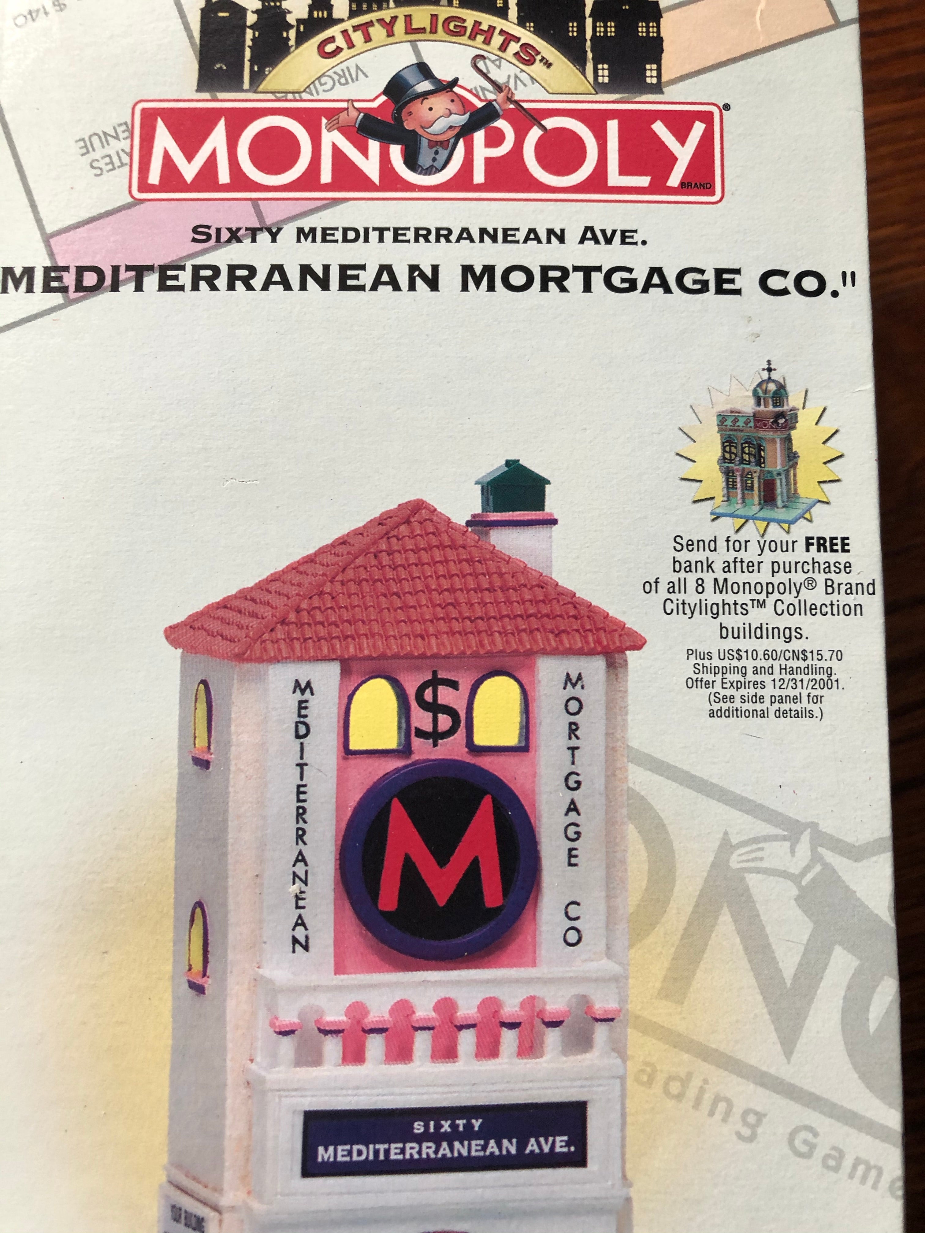Citylights Monopoly Sixty Mediterranean Ave. "Mediterranean Mortage Co."