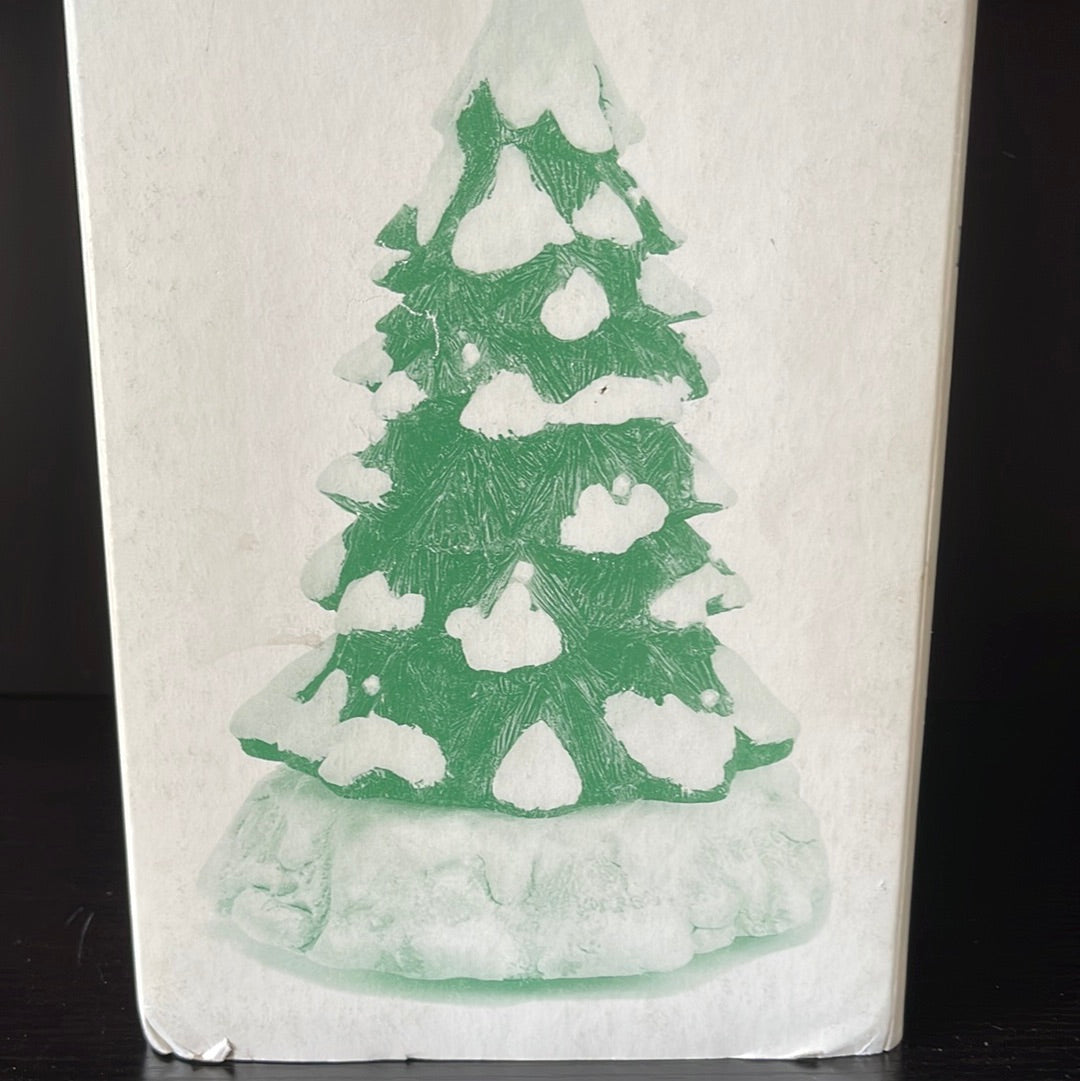 Village Lighted Snow Capped Revolving Tree